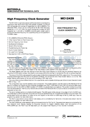 MC12439FN datasheet - High frequency clock generator