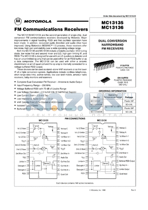 MC13136P datasheet - FM communications receiver