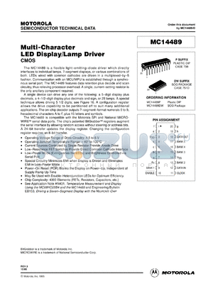 MC14489DW datasheet - Multi-character LED display/lamp driver