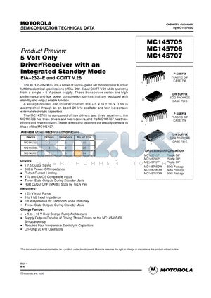 MC145705DW datasheet - 5 volt only driver/receiver with an integrated standly mode