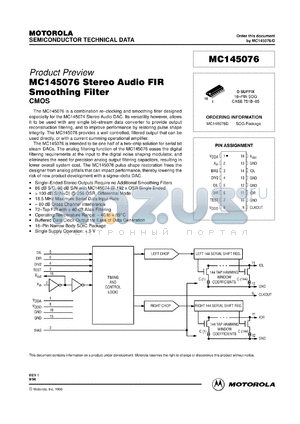 MC145076D datasheet - Stereo audio FIR smoothing filter