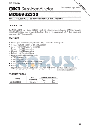 MD56V62320-10TA datasheet - 4-bank x 524,288-word x 32-bit synchronous dynamic RAM