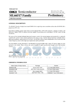 ML66517-GA datasheet - 16-bit microcontroller