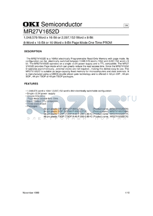 MR27V1652DMA datasheet - 1.048,576-word x 16bit or 2,097,152-word x 8-bit