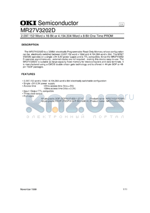 MR27V3202DTA datasheet - 2,097,152-word x 16bit or 4,194,304-word x 8-bit one time PROM