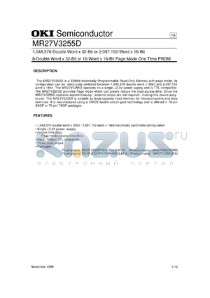 MR27V3255DTA datasheet - 1,048,576-double word x 32bit or 2,097,152-word x 16-bit