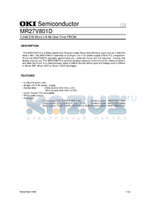 MR27V801DTA datasheet - 1,048,576-word x 8-bit one time PROM