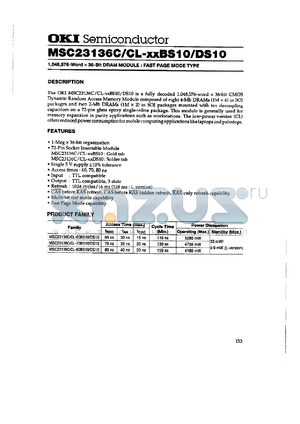 MSC23136C-60BS10 datasheet - 1,048,576- word x 36-bit DRAM module