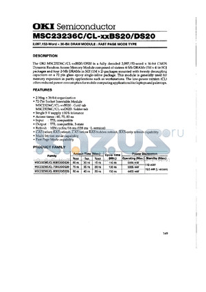 MSC23236C-80DS20 datasheet - 2,097,152-word x 36-bit DRAM module