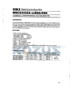 MSC23432A-80BS8 datasheet - 4,194,304-word x 32-bit  DRAM module