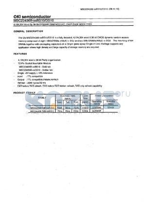 MSC23436B-60BS10 datasheet - 4,194,304-word by 36-bit  dynamicRAM module