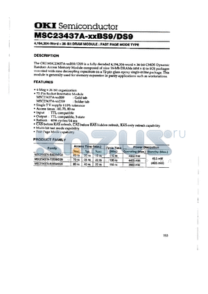 MSC23437A-70DS9 datasheet - 4,194,304-word x 36-bit DRAM module