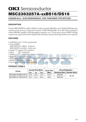 MSC2383257A-70DS16 datasheet - 8,388,608-word x 32-bit DRAM module