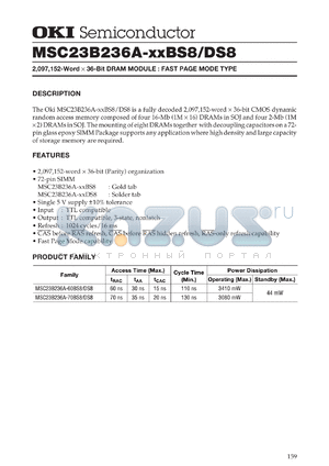 MSC23B236A-70BS8 datasheet - 2,097,152-word x 36-bit DRAM module