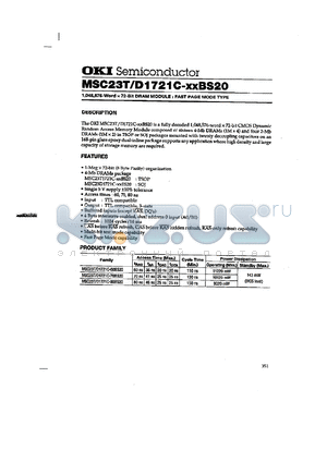 MSC23T1721C-60BS20 datasheet - 1,048,576-word x 72-bit DRAM module