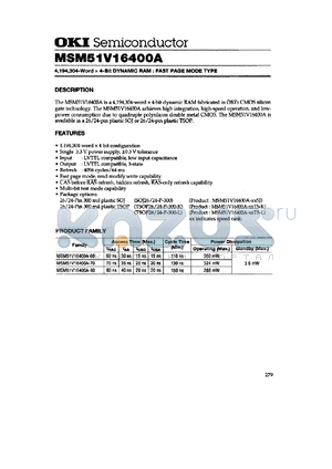 MSM51V16400A-60TS-K datasheet - 4,194,304-word x 4-bit dynamic RAM