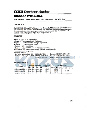 MSM51V16405A-60SJ datasheet - 4,194,304-word x 4-bit dynamic RAM