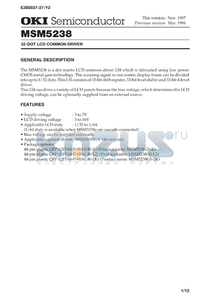 MSM5238GS-2K datasheet - 32-dot LCD common driver