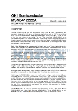 MSM5412222A-25JS datasheet - 262,214-word x 12-bit field memory