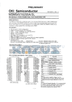 MSM54V16255A-45JS datasheet - 262,144-word x 16-bit dynamic RAM