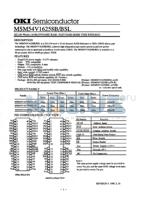 MSM54V16258B-45JS datasheet - 262,144-word x 16-bit dynamic RAM