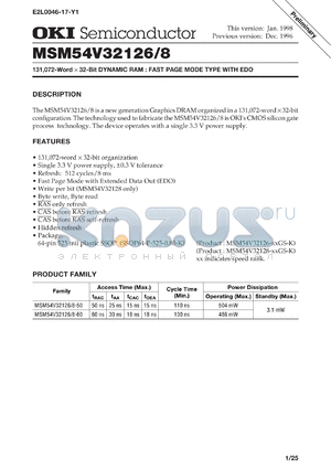 MSM54V32128-60GS-K datasheet - 131,072-word x 32-bit dynamic RAM