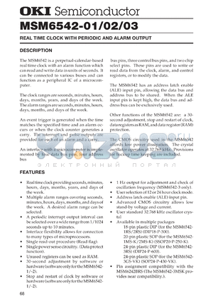 MSM6542-3RS datasheet - Real time clock with periodic and alarm output