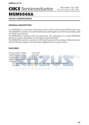 MSM6568AV-Z datasheet - 160-dot common driver