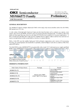 MSM66Q573L-TB datasheet - 16-bit microcontroller