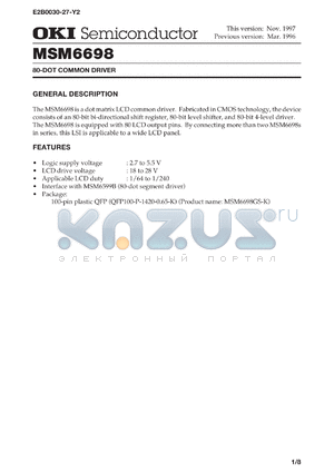 MSM6698GS-K datasheet - 80-dot common driver