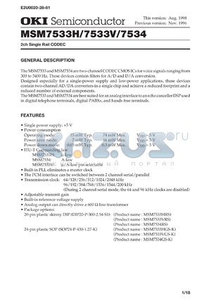 MSM7533VRS datasheet - 2ch single CODEC