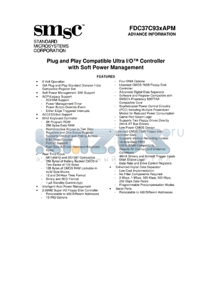 FDC37C932APM datasheet - Plug and play compatible ultra I/O controller