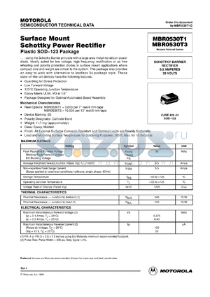 MBR0530LT1 datasheet - Surface mount schottky power rectifier