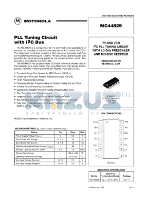 MC44829D datasheet - PLL tuning circuit