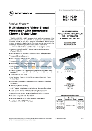 MC44030P datasheet - Multistandard video signal processor