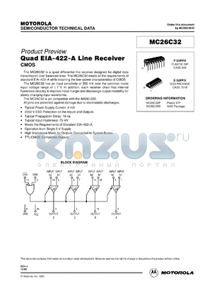MC26C32P datasheet - Quad ELA-422-A line receiver
