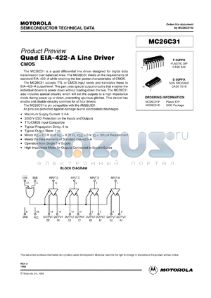 MC26C31P datasheet - Quad ELA-422-A line driver