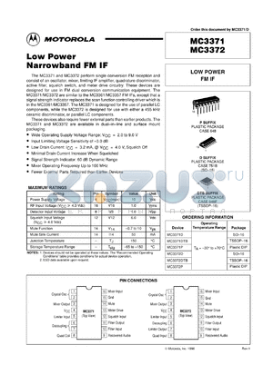 MC3372DTB datasheet - Low power FM IF