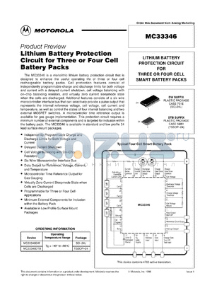 MC33346DTB datasheet - Lithium battery protection circuit