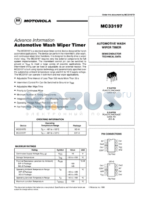 MC33197D datasheet - Automotive wash wiper timer