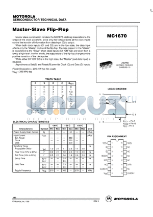 MC1670L datasheet - Master-slave flip-flor