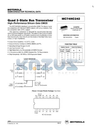 MC74HC242N datasheet - Quad 3-state bus transceiver