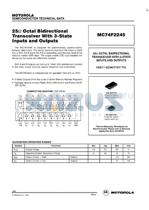 MC74F2245SD datasheet - 25 Octal bidirectional transceiver with 3-state inputs and outputs