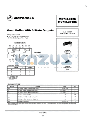 MC74ACT126D datasheet - Quad buffer with 3-state outputs