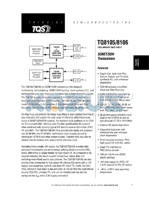 TQ8106S datasheet - Sonet/SDH transceiver