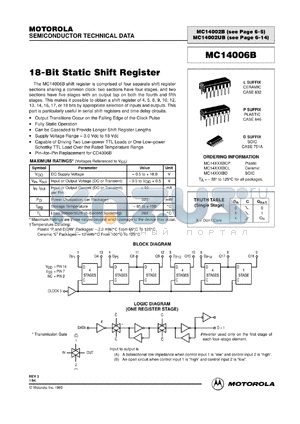 MC14006BD datasheet - 18-bit static shift register