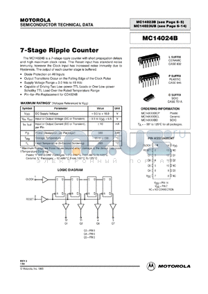 MC14024BCL datasheet - 7-stage ripple counter