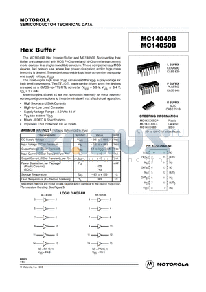 MC14049BCL datasheet - Hex buffer