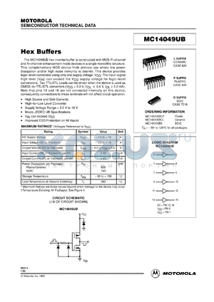 MC14050UBD datasheet - Hex buffer