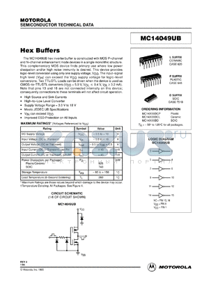 MC14050UBCL datasheet - Hex buffer